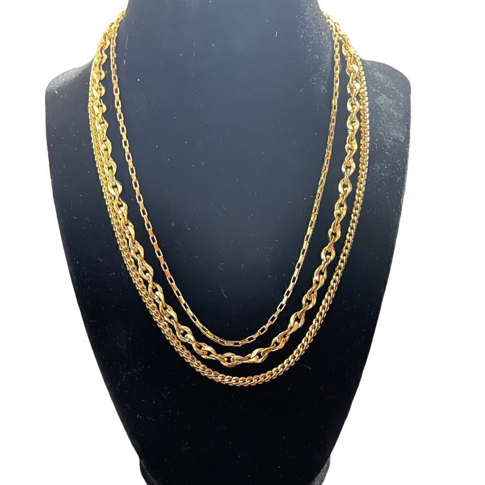 NWT Sterling forever triple layered chain necklace